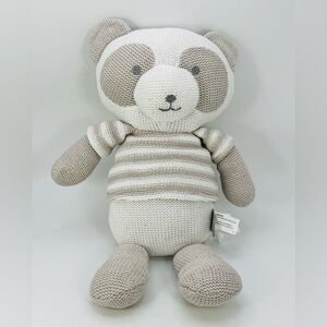 Living Textiles Patty Panda Bear 15” Plush Baby Toy Knitted Cotton Rattle